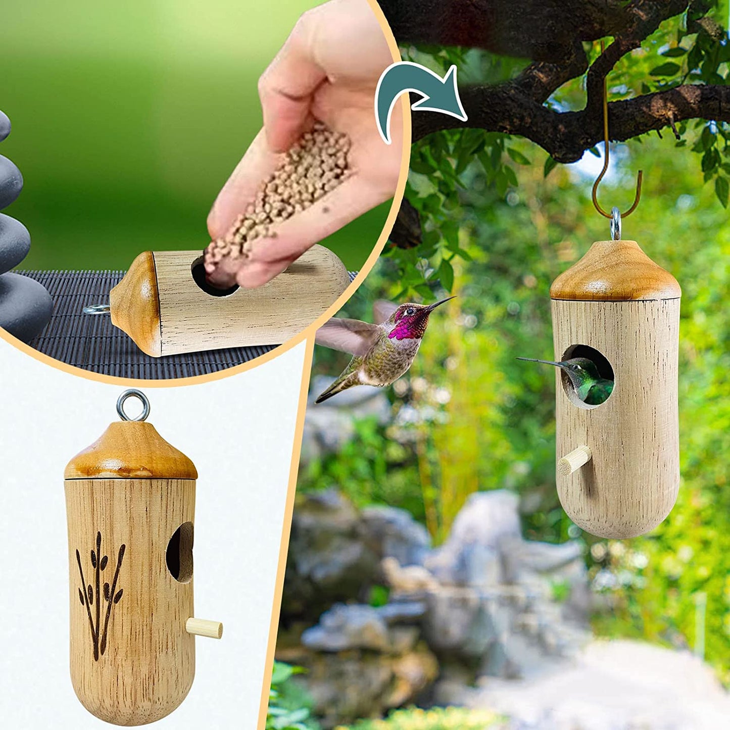 (Spring Sale) Wooden Handcrafted Hummingbird House