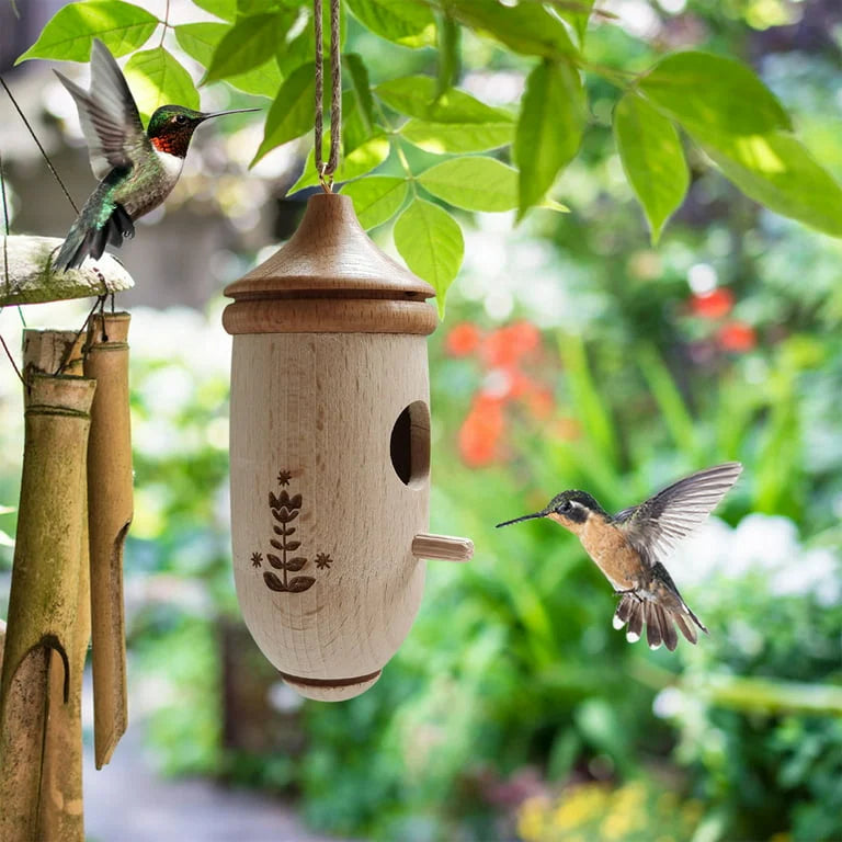 (Spring Sale) Wooden Handcrafted Hummingbird House
