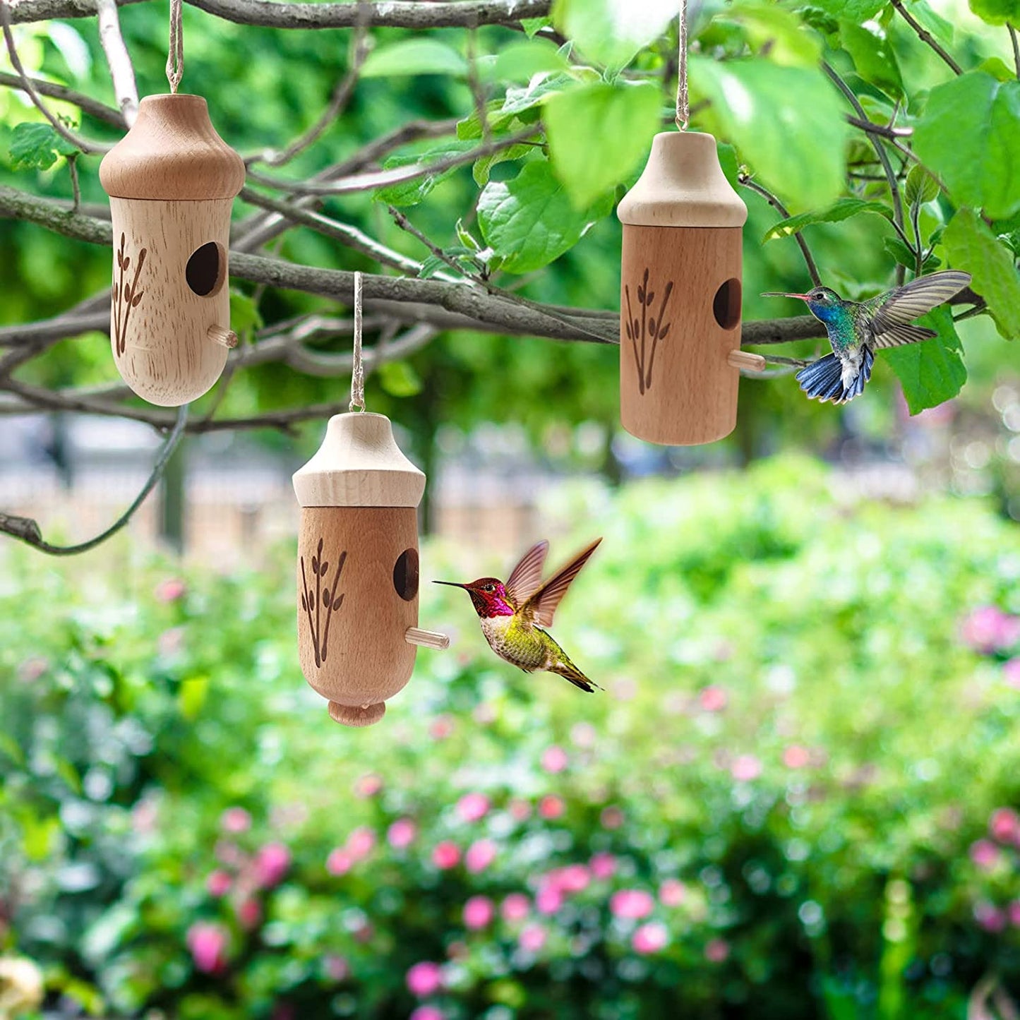 (Spring Sale) Wooden Handcrafted Hummingbird House