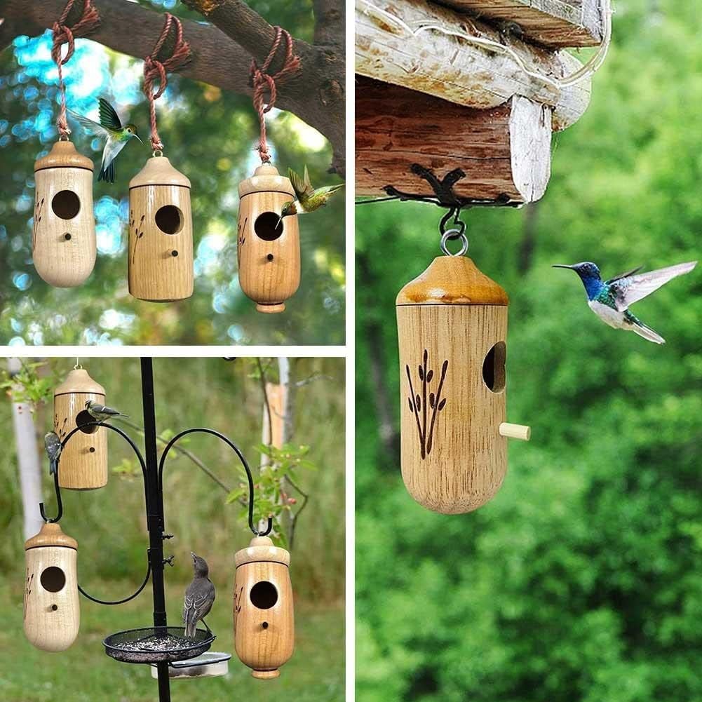 (Spring Sale) Wooden Handcrafted Hummingbird House