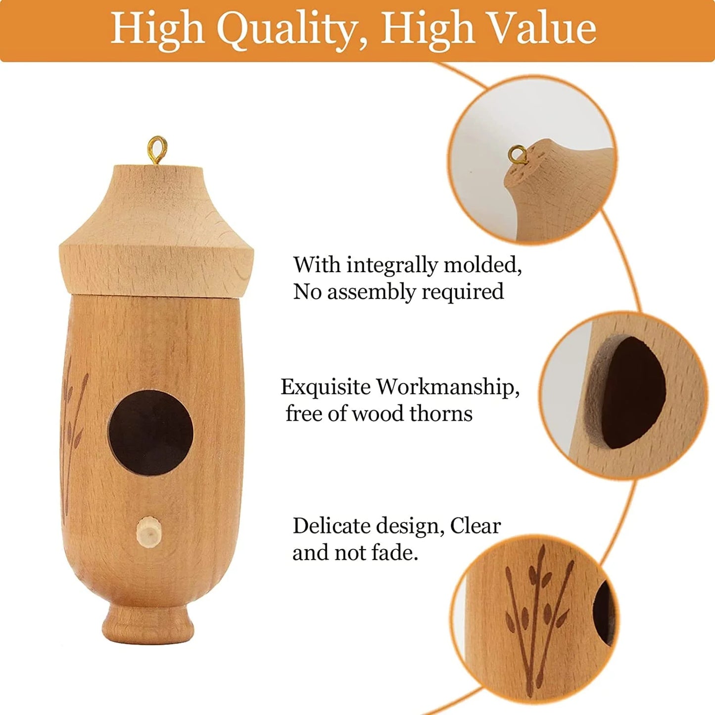 (Spring Sale) Wooden Handcrafted Hummingbird House